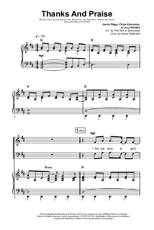 Thanks And Praise (Worship Choir/SAB) Octavo (SAB & Pno) (Songs From The Soil / Lucy Grimble / Philippa Hanna / Rich DiCas / Arr. Phil Nitz)