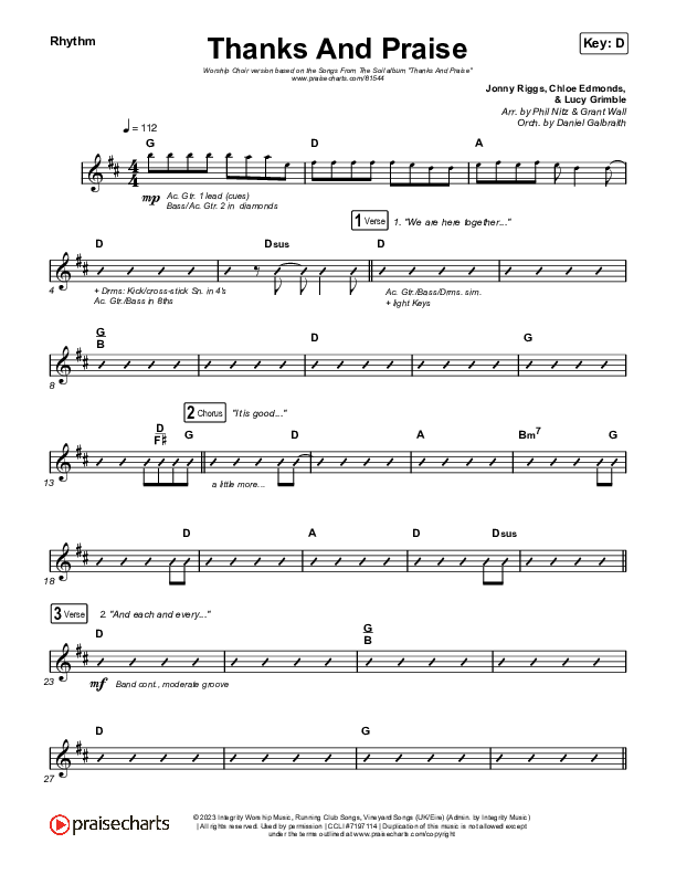 Thanks And Praise (Worship Choir/SAB) Rhythm Pack (Songs From The Soil / Lucy Grimble / Philippa Hanna / Rich DiCas / Arr. Phil Nitz)