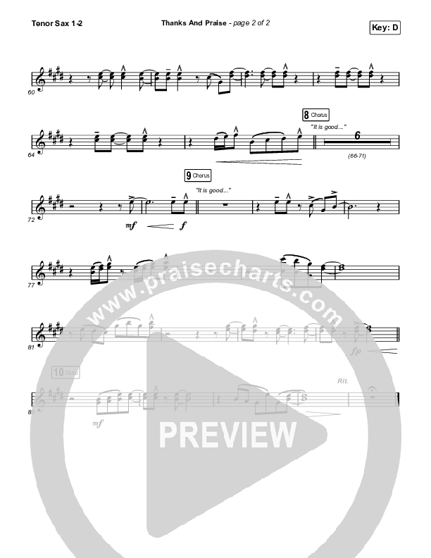 Thanks And Praise (Worship Choir/SAB) Tenor Sax 1/2 (Songs From The Soil / Lucy Grimble / Philippa Hanna / Rich DiCas / Arr. Phil Nitz)