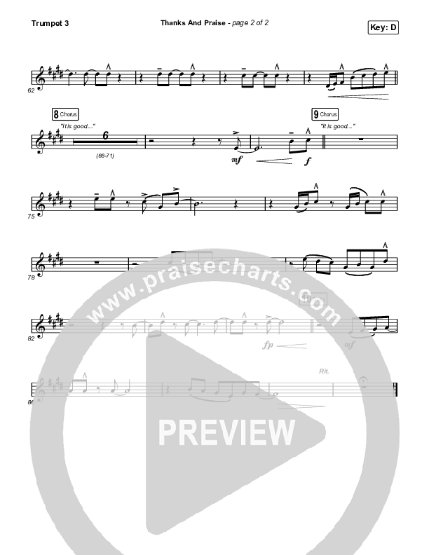 Thanks And Praise (Worship Choir/SAB) Trumpet 3 (Songs From The Soil / Lucy Grimble / Philippa Hanna / Rich DiCas / Arr. Phil Nitz)