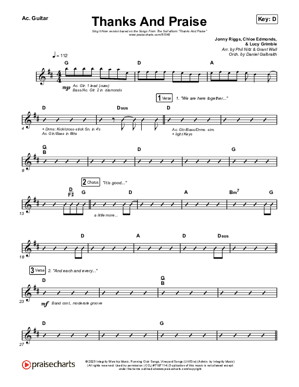 Thanks And Praise (Sing It Now) Acoustic Guitar (Songs From The Soil / Lucy Grimble / Philippa Hanna / Rich DiCas / Arr. Phil Nitz)
