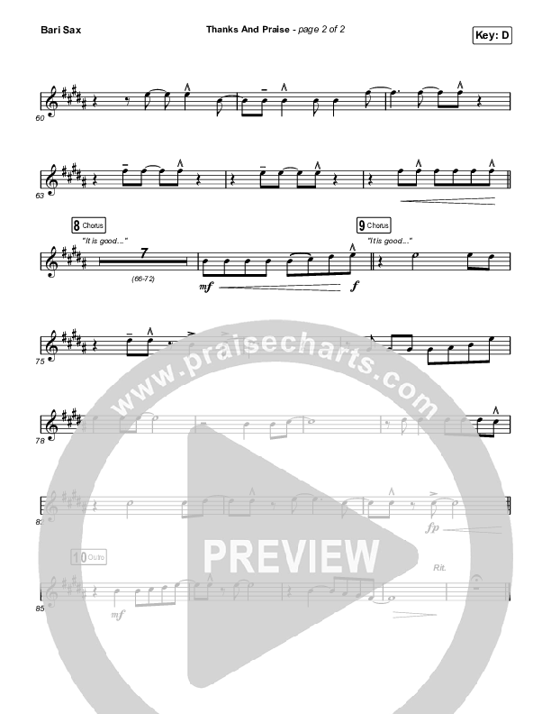 Thanks And Praise (Sing It Now) Bari Sax (Songs From The Soil / Lucy Grimble / Philippa Hanna / Rich DiCas / Arr. Phil Nitz)