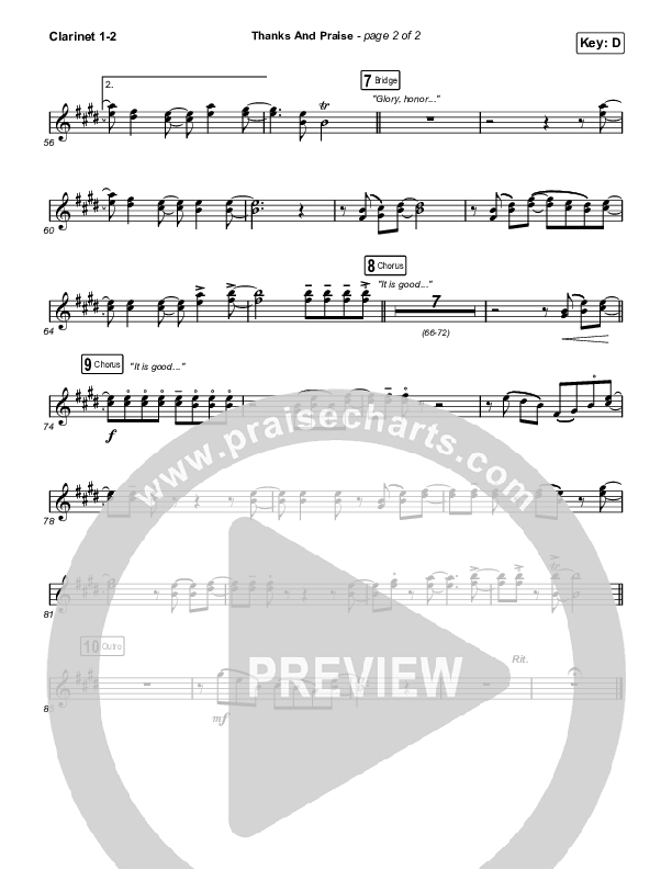Thanks And Praise (Sing It Now) Clarinet 1/2 (Songs From The Soil / Lucy Grimble / Philippa Hanna / Rich DiCas / Arr. Phil Nitz)