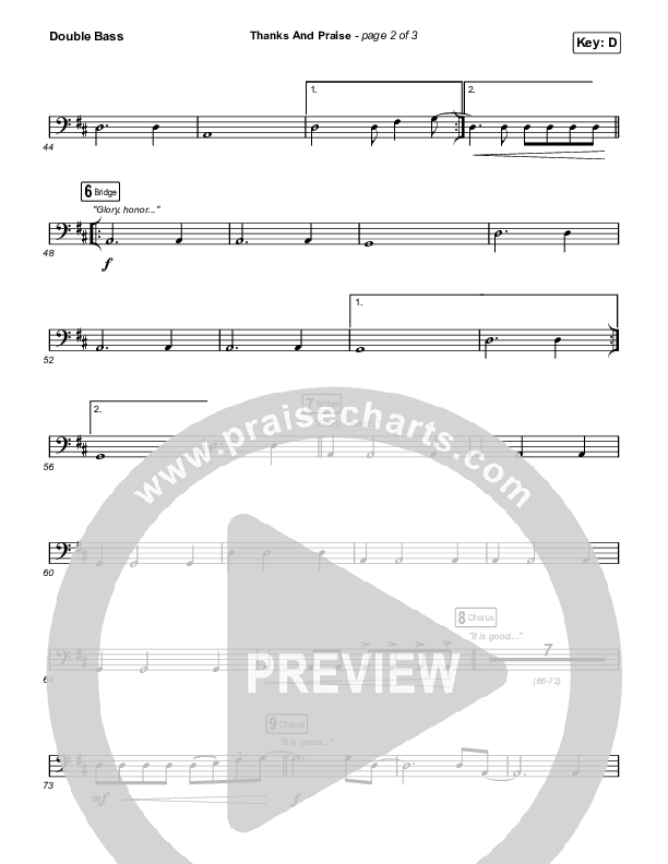 Thanks And Praise (Sing It Now) Double Bass (Songs From The Soil / Lucy Grimble / Philippa Hanna / Rich DiCas / Arr. Phil Nitz)