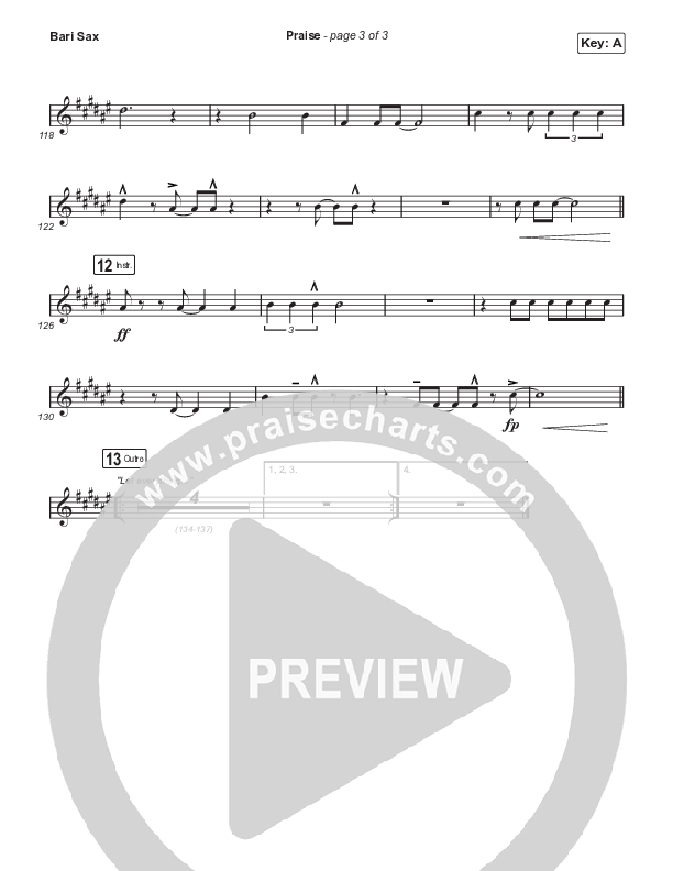 Praise (Choral Anthem SATB) Bari Sax (Elevation Worship / Chris Brown / Brandon Lake / Chandler Moore / Arr. Mason Brown)