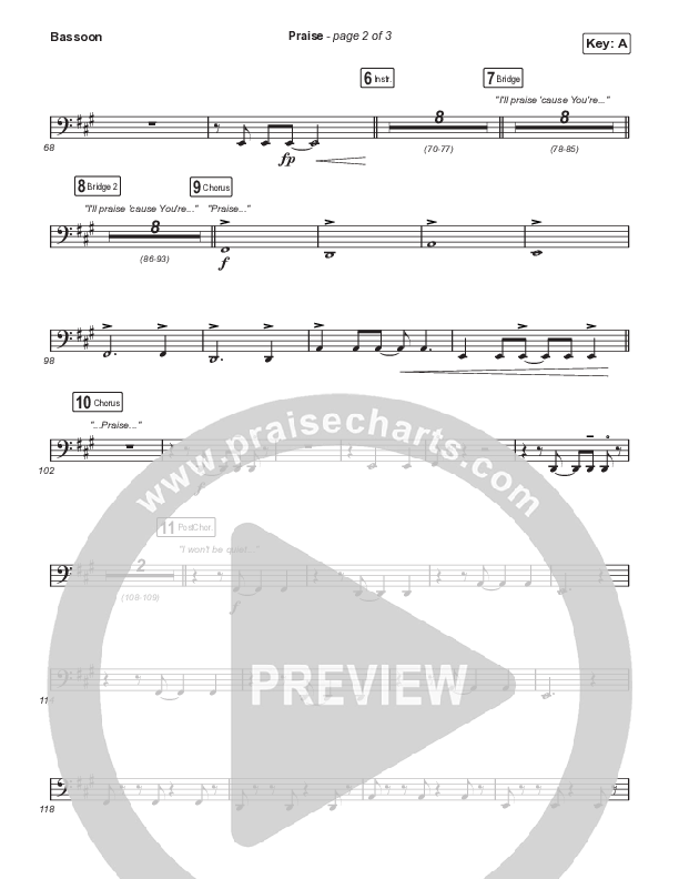 Praise (Choral Anthem SATB) Bassoon (Elevation Worship / Chris Brown / Brandon Lake / Chandler Moore / Arr. Mason Brown)