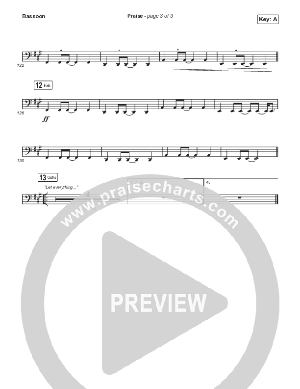 Praise (Choral Anthem SATB) Bassoon (Elevation Worship / Chris Brown / Brandon Lake / Chandler Moore / Arr. Mason Brown)