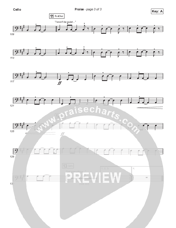 Praise (Choral Anthem SATB) Cello (Elevation Worship / Chris Brown / Brandon Lake / Chandler Moore / Arr. Mason Brown)