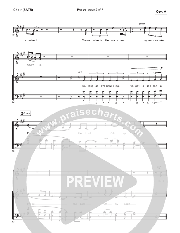 Praise (Choral Anthem SATB) Choir Sheet (SATB) (Elevation Worship / Chris Brown / Brandon Lake / Chandler Moore / Arr. Mason Brown)