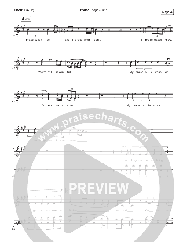 Praise (Choral Anthem SATB) Choir Sheet (SATB) (Elevation Worship / Chris Brown / Brandon Lake / Chandler Moore / Arr. Mason Brown)