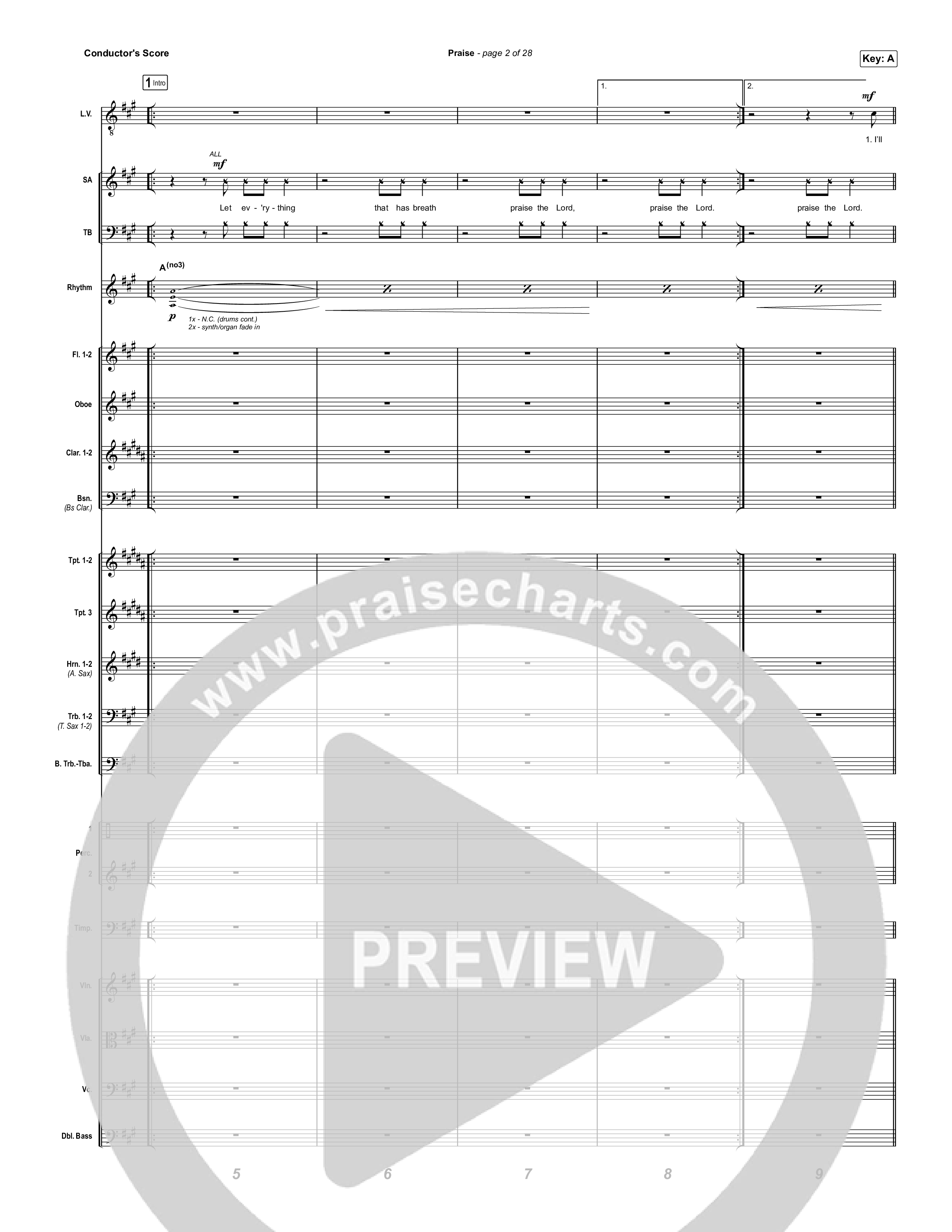 Praise (Choral Anthem SATB) Orchestration (Elevation Worship / Chris Brown / Brandon Lake / Chandler Moore / Arr. Mason Brown)