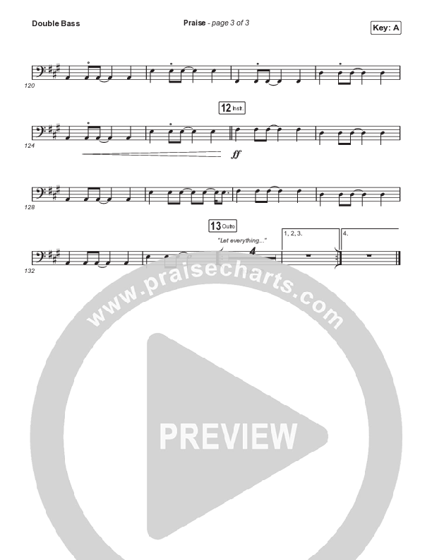 Praise (Choral Anthem SATB) String Bass (Elevation Worship / Chris Brown / Brandon Lake / Chandler Moore / Arr. Mason Brown)