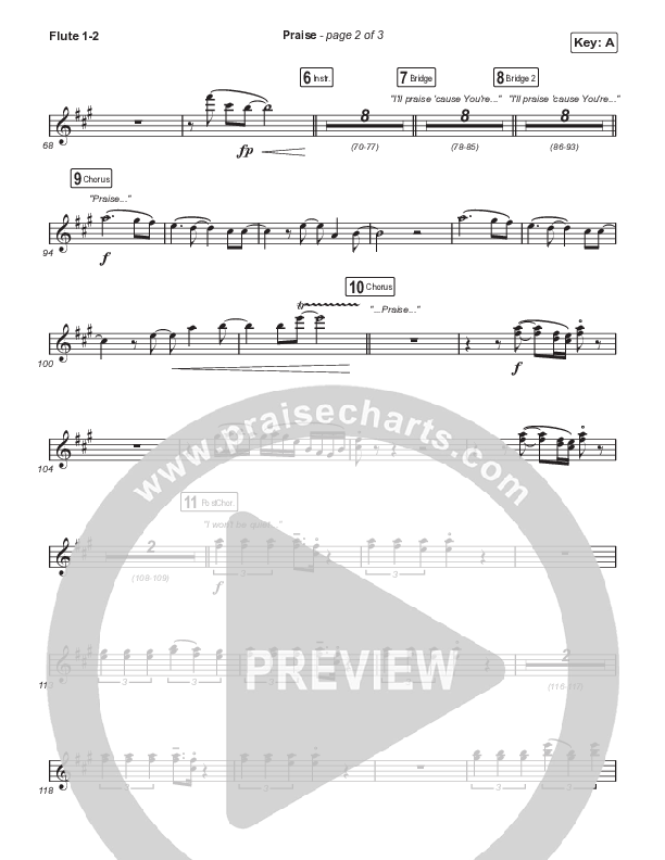 Praise (Choral Anthem SATB) Flute 1,2 (Elevation Worship / Chris Brown / Brandon Lake / Chandler Moore / Arr. Mason Brown)