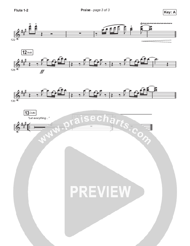 Praise (Choral Anthem SATB) Flute 1,2 (Elevation Worship / Chris Brown / Brandon Lake / Chandler Moore / Arr. Mason Brown)
