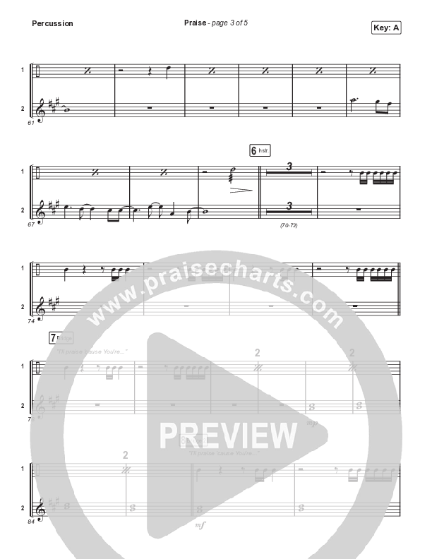 Praise (Choral Anthem SATB) Percussion (Elevation Worship / Chris Brown / Brandon Lake / Chandler Moore / Arr. Mason Brown)