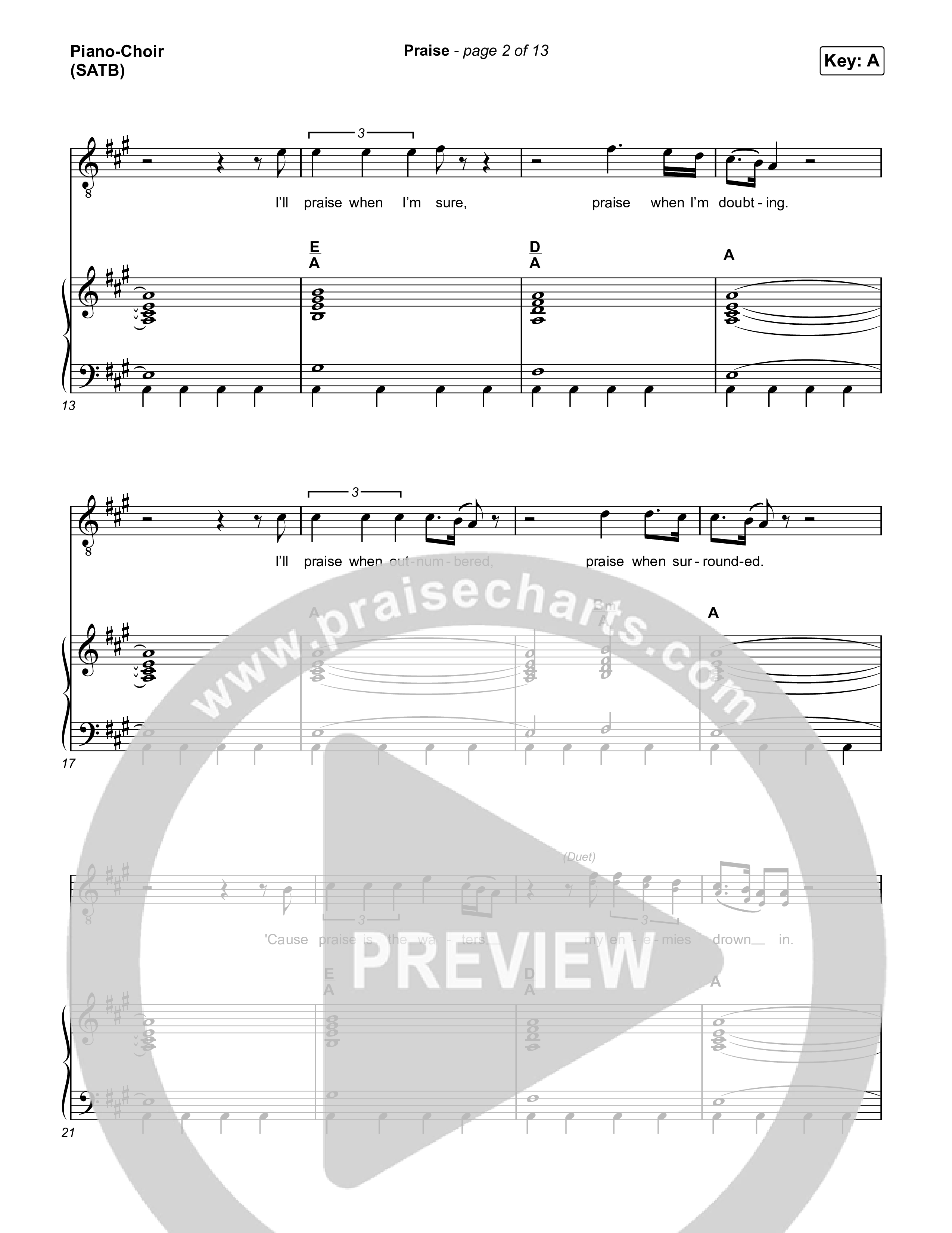 Praise (Choral Anthem SATB) Piano/Vocal (SATB) (Elevation Worship / Chris Brown / Brandon Lake / Chandler Moore / Arr. Mason Brown)