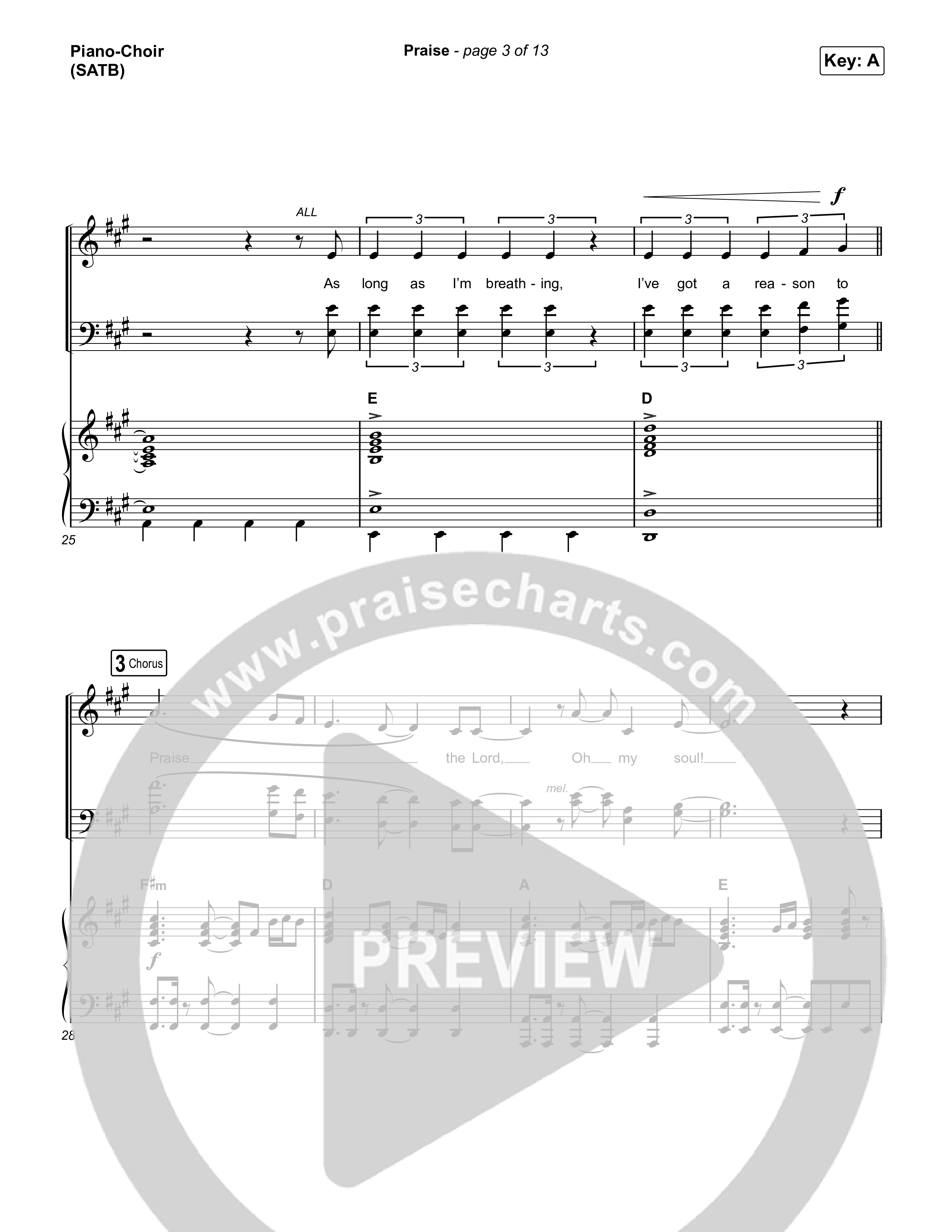 Praise (Choral Anthem SATB) Piano/Vocal (SATB) (Elevation Worship / Chris Brown / Brandon Lake / Chandler Moore / Arr. Mason Brown)