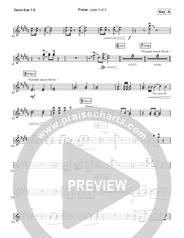 Praise (Choral Anthem SATB) Tenor Sax 1,2 (Elevation Worship / Chris Brown / Brandon Lake / Chandler Moore / Arr. Mason Brown)