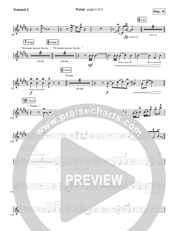 Praise (Choral Anthem SATB) Trumpet 3 (Elevation Worship / Chris Brown / Brandon Lake / Chandler Moore / Arr. Mason Brown)