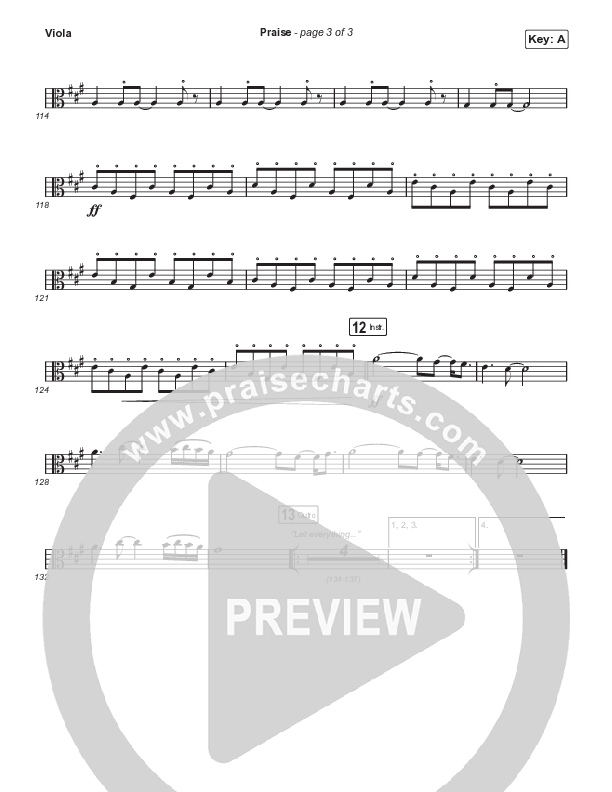 Praise (Choral Anthem SATB) Viola (Elevation Worship / Chris Brown / Brandon Lake / Chandler Moore / Arr. Mason Brown)