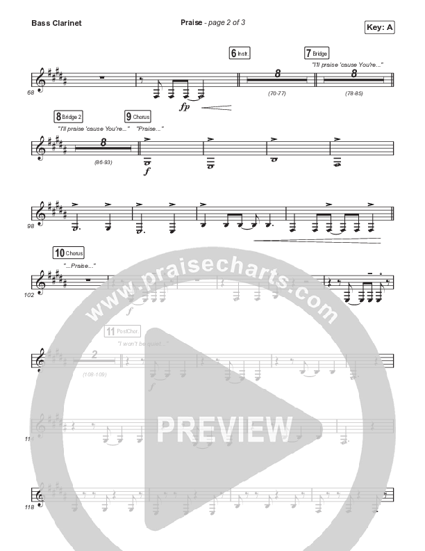 Praise (Worship Choir/SAB) Bass Clarinet (Elevation Worship / Chris Brown / Brandon Lake / Chandler Moore / Arr. Mason Brown)