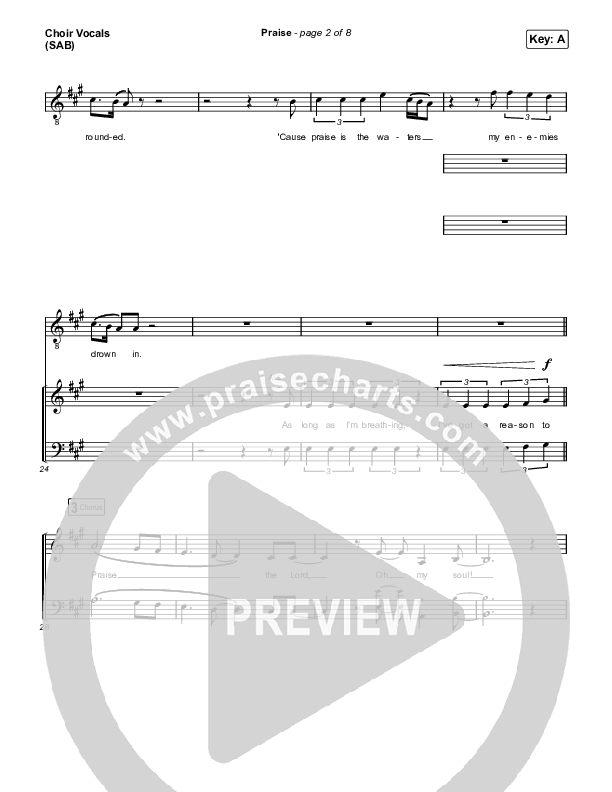 Praise (Worship Choir/SAB) Choir Sheet (SAB) (Elevation Worship / Chris Brown / Brandon Lake / Chandler Moore / Arr. Mason Brown)