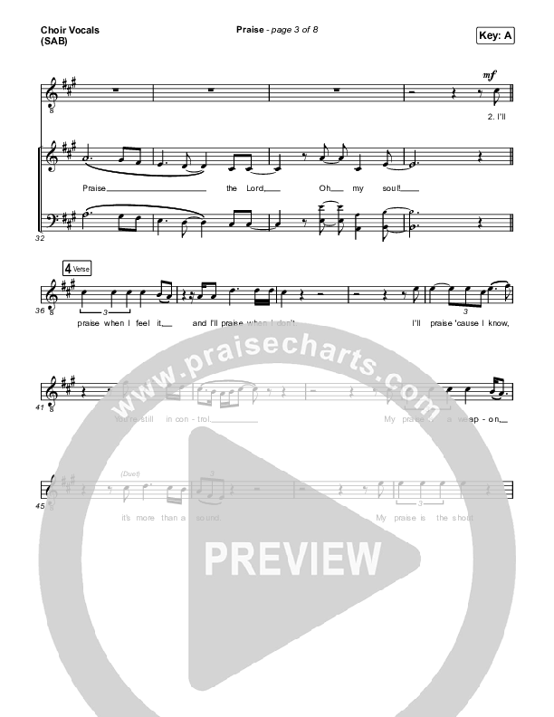 Praise (Worship Choir/SAB) Choir Sheet (SAB) (Elevation Worship / Chris Brown / Brandon Lake / Chandler Moore / Arr. Mason Brown)