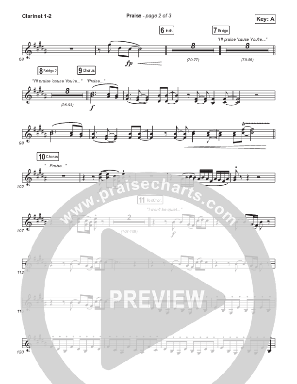 Praise (Worship Choir/SAB) Clarinet 1/2 (Elevation Worship / Chris Brown / Brandon Lake / Chandler Moore / Arr. Mason Brown)