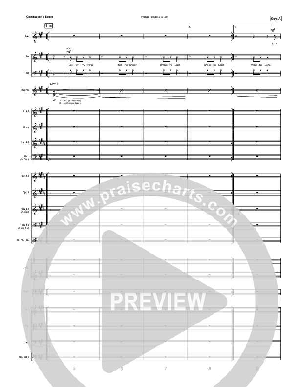Praise (Worship Choir/SAB) Conductor's Score (Elevation Worship / Chris Brown / Brandon Lake / Chandler Moore / Arr. Mason Brown)