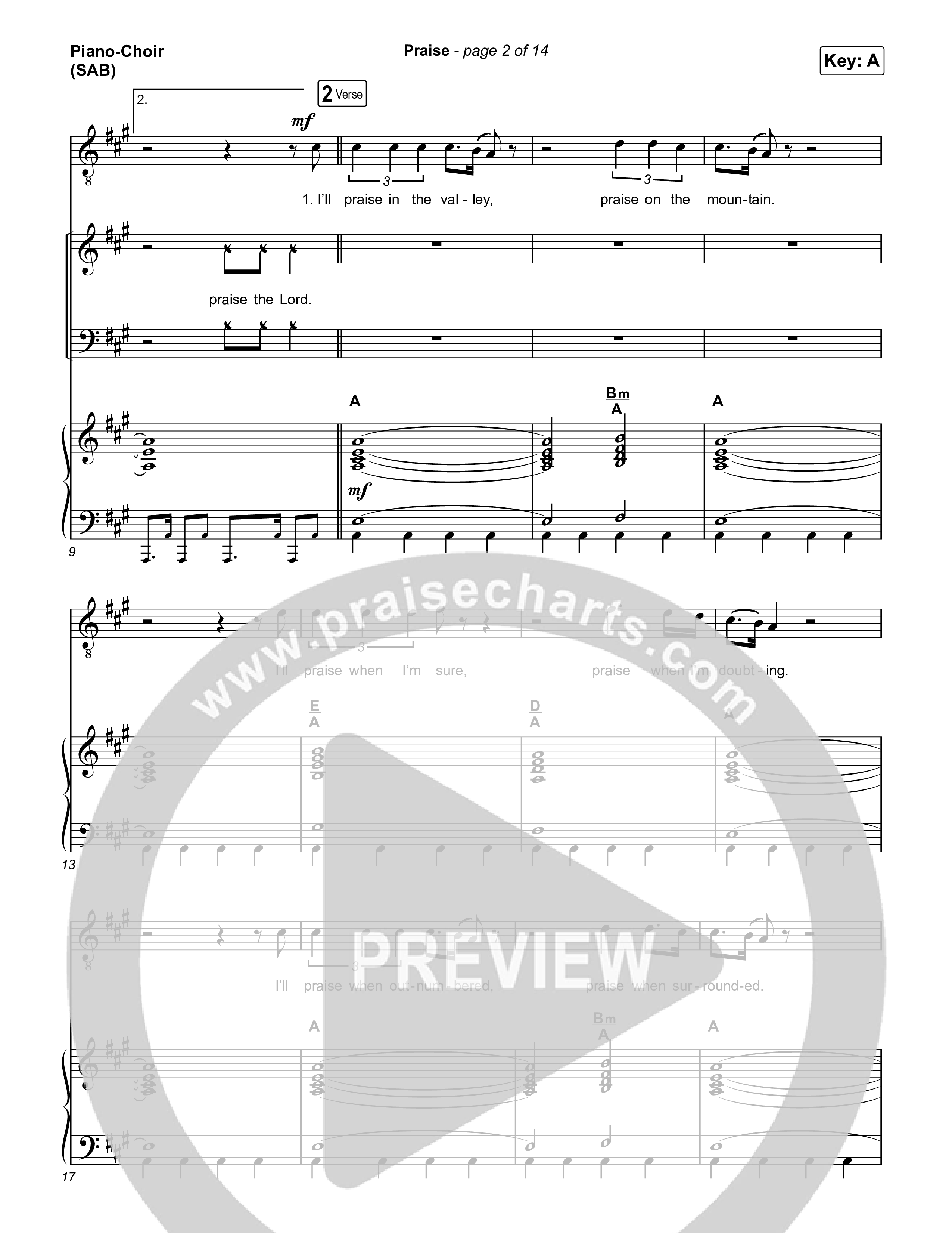 Praise (Worship Choir/SAB) Piano/Choir (SAB) (Elevation Worship / Chris Brown / Brandon Lake / Chandler Moore / Arr. Mason Brown)