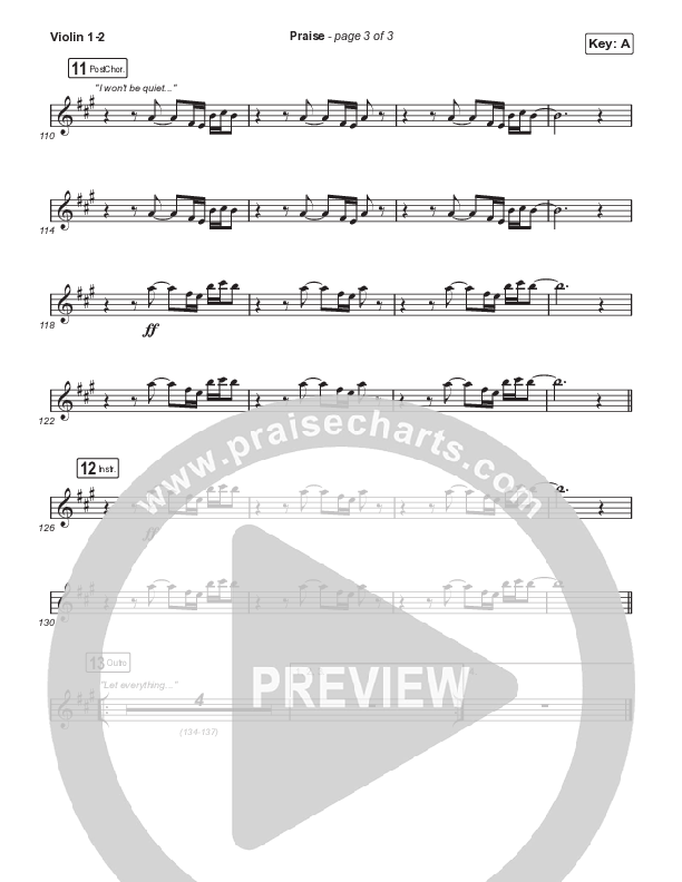 Praise (Worship Choir/SAB) Violin 1/2 (Elevation Worship / Chris Brown / Brandon Lake / Chandler Moore / Arr. Mason Brown)