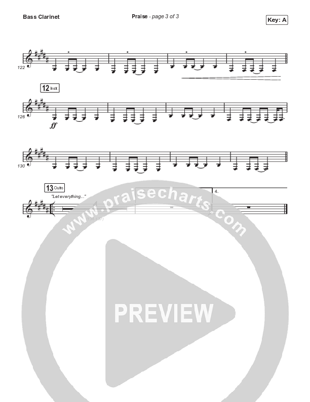 Praise (Unison/2-Part) Bass Clarinet (Elevation Worship / Chris Brown / Brandon Lake / Chandler Moore / Arr. Mason Brown)