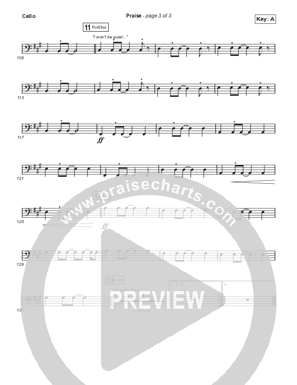 Praise (Unison/2-Part) Cello (Elevation Worship / Chris Brown / Brandon Lake / Chandler Moore / Arr. Mason Brown)