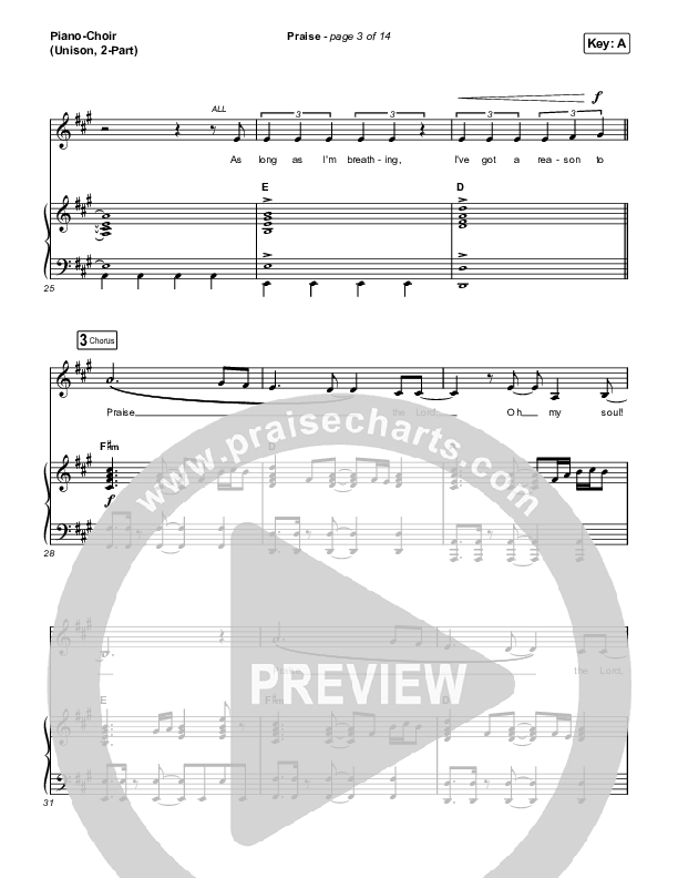 Praise (Unison/2-Part) Piano/Choir  (Uni/2-Part) (Elevation Worship / Chris Brown / Brandon Lake / Chandler Moore / Arr. Mason Brown)