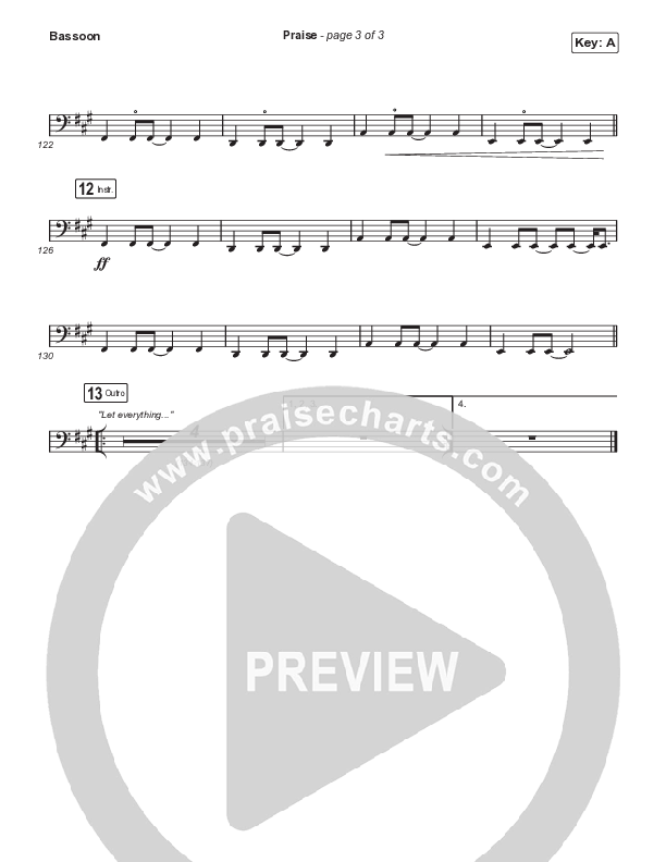 Praise (Sing It Now) Bassoon (Elevation Worship / Chris Brown / Brandon Lake / Chandler Moore / Arr. Mason Brown)