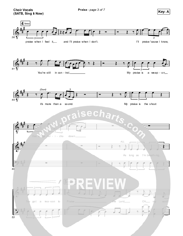 Praise (Sing It Now) Choir Sheet (SATB) (Elevation Worship / Chris Brown / Brandon Lake / Chandler Moore / Arr. Mason Brown)