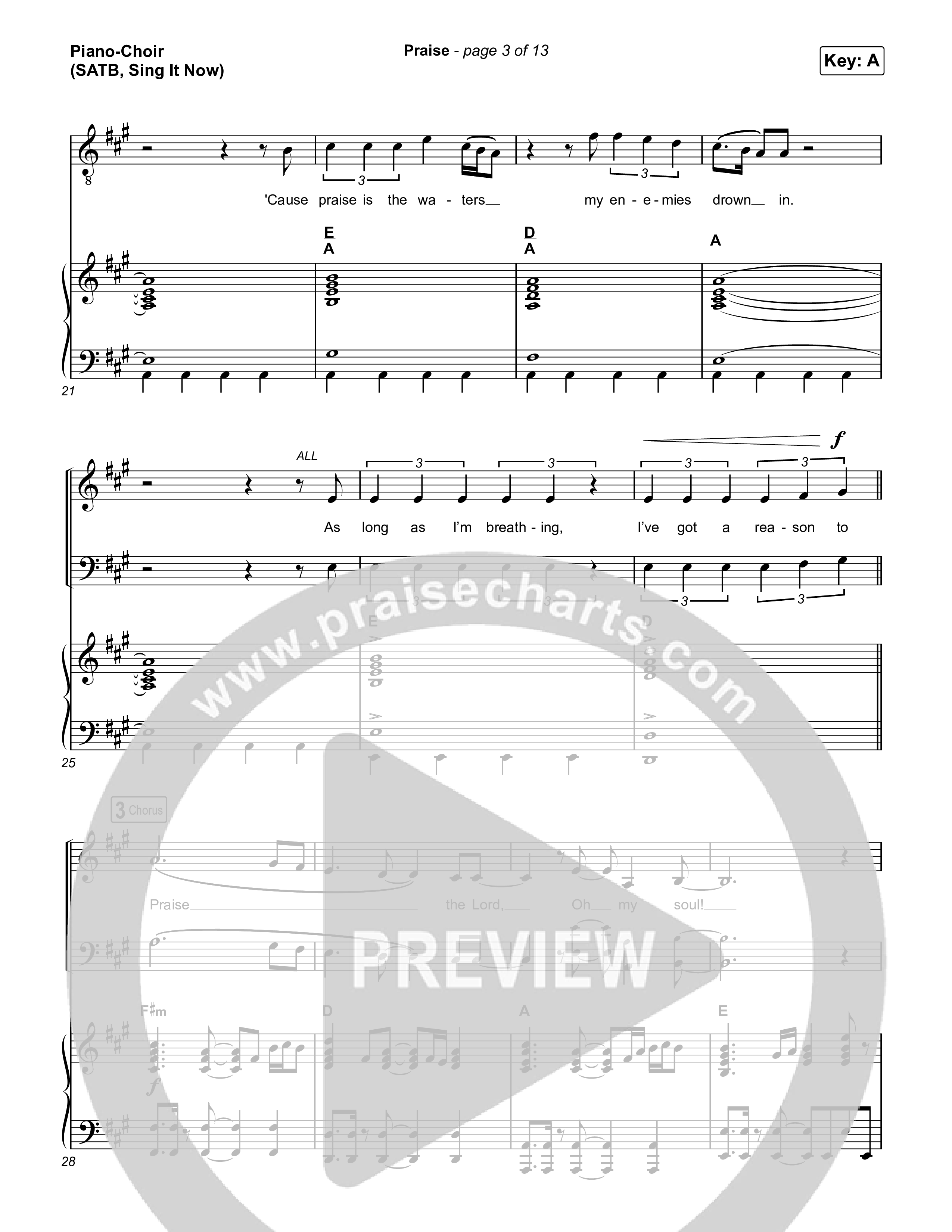 Praise (Sing It Now) Piano/Choir (SATB) (Elevation Worship / Chris Brown / Brandon Lake / Chandler Moore / Arr. Mason Brown)