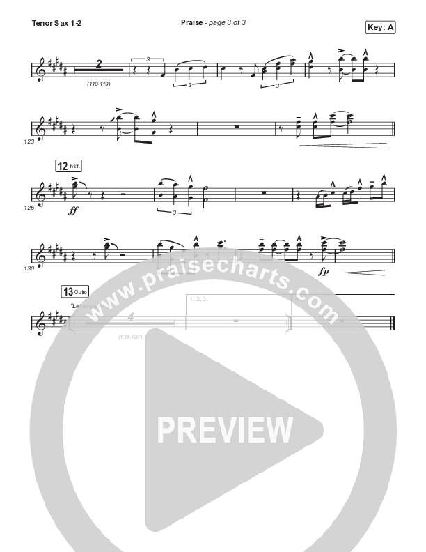 Praise (Sing It Now) Tenor Sax 1/2 (Elevation Worship / Chris Brown / Brandon Lake / Chandler Moore / Arr. Mason Brown)
