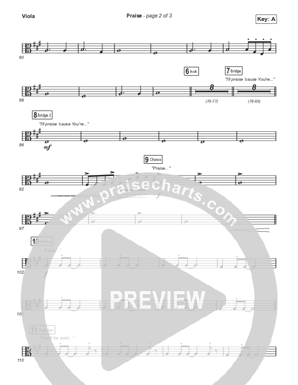 Praise (Sing It Now) Viola (Elevation Worship / Chris Brown / Brandon Lake / Chandler Moore / Arr. Mason Brown)