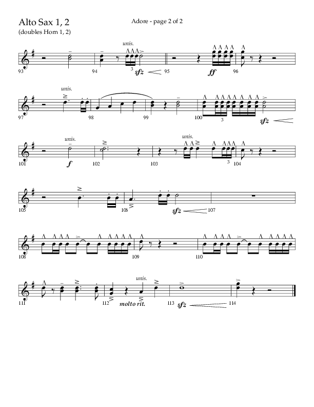 Adore (Choral Anthem SATB) Alto Sax 1/2 (Lifeway Choral / Arr. Craig Adams)