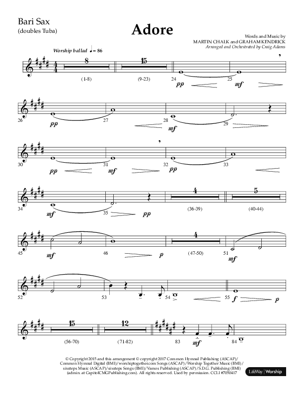 Adore (Choral Anthem SATB) Bari Sax (Lifeway Choral / Arr. Craig Adams)