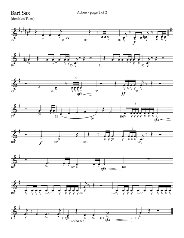 Adore (Choral Anthem SATB) Bari Sax (Lifeway Choral / Arr. Craig Adams)