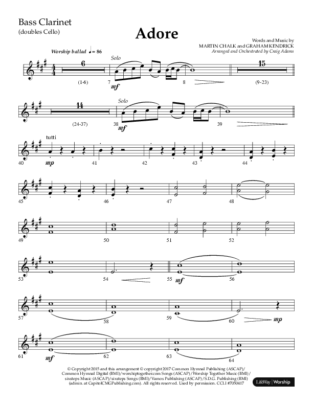 Adore (Choral Anthem SATB) Bass Clarinet (Lifeway Choral / Arr. Craig Adams)