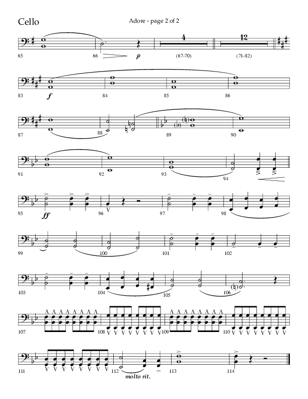 Adore (Choral Anthem SATB) Cello (Lifeway Choral / Arr. Craig Adams)