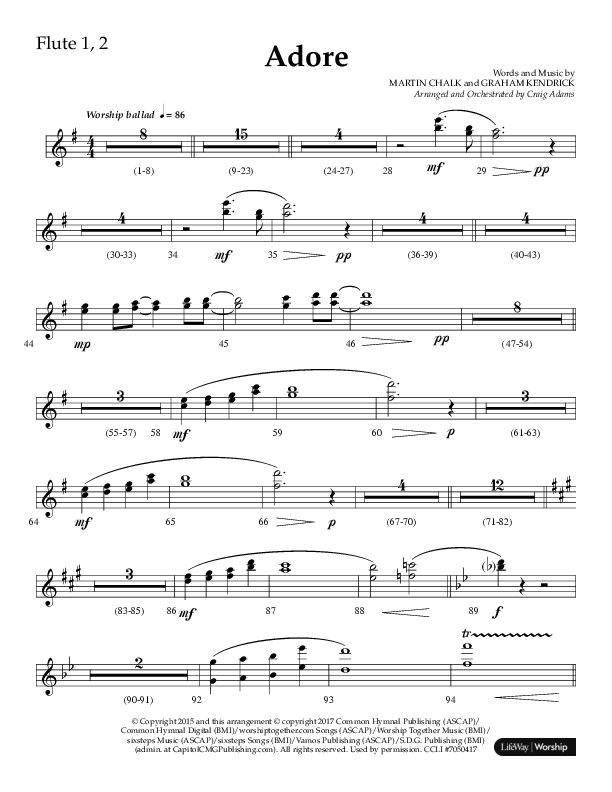 Adore (Choral Anthem SATB) Flute 1/2 (Lifeway Choral / Arr. Craig Adams)