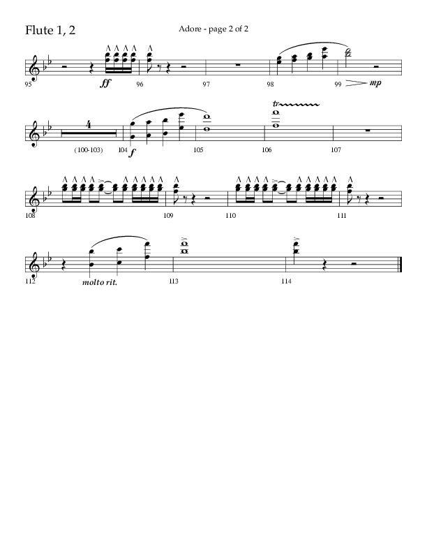 Adore (Choral Anthem SATB) Flute 1/2 (Lifeway Choral / Arr. Craig Adams)