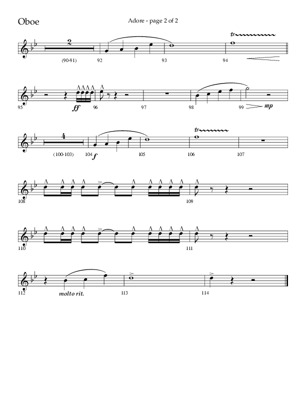 Adore (Choral Anthem SATB) Oboe (Lifeway Choral / Arr. Craig Adams)