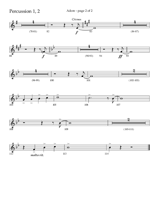 Adore (Choral Anthem SATB) Percussion 1/2 (Lifeway Choral / Arr. Craig Adams)