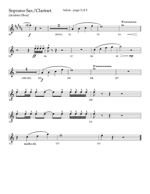 Adore (Choral Anthem SATB) Soprano Sax (Lifeway Choral / Arr. Craig Adams)