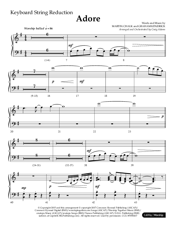 Adore (Choral Anthem SATB) String Reduction (Lifeway Choral / Arr. Craig Adams)